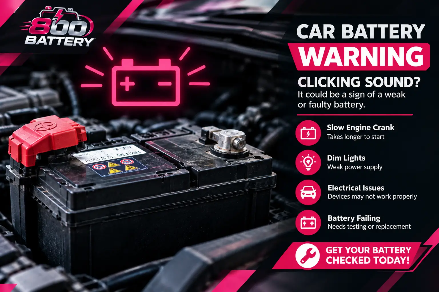 Car battery warning signs